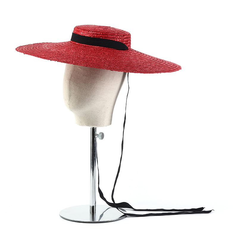 Bucket Hat Straw - 15Cm Brede Rand Strooien Hoed Platte